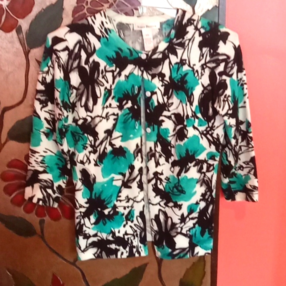 Susan Bristol 3/4 Sleeve Button Up Cardigan Sweater, Size XS